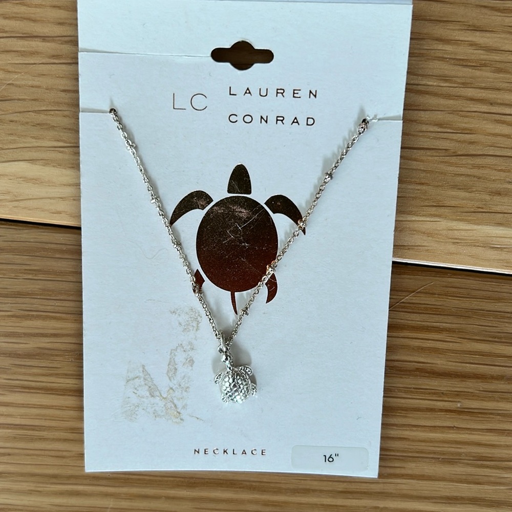 16 inch Silver necklace with turtle charm